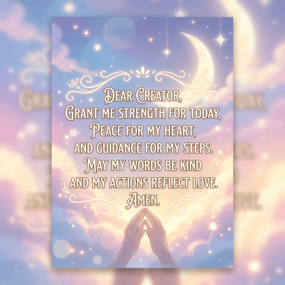 Prayer requesting strength, peace, kindness, and love in daily actions